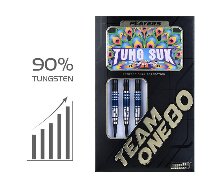 ダーツ one80 Tung Suk Model ONE80 Tung Suk Black Blue 90% Soft Tip Darts - Dartshopper.eu