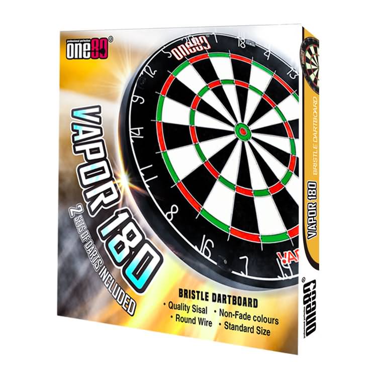 ONE80 All-in-One Dartgame Center with Self-Healing Sisal/Double-Sided Dartboard & Multifunctional Cabinet 12 Steeltip Darts and Mounting Kit Included 