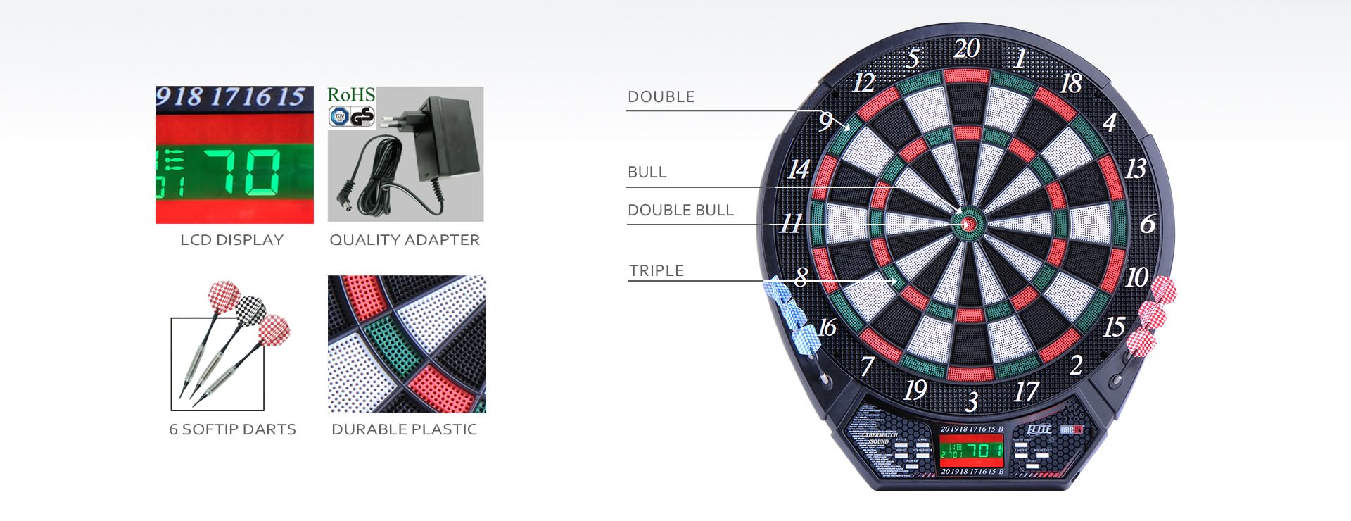 Electric DARTS BOARD 18インチ Electronic-Soft-Tip-Dart-Board